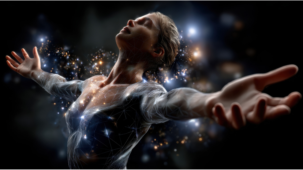 Human body with electrical waves